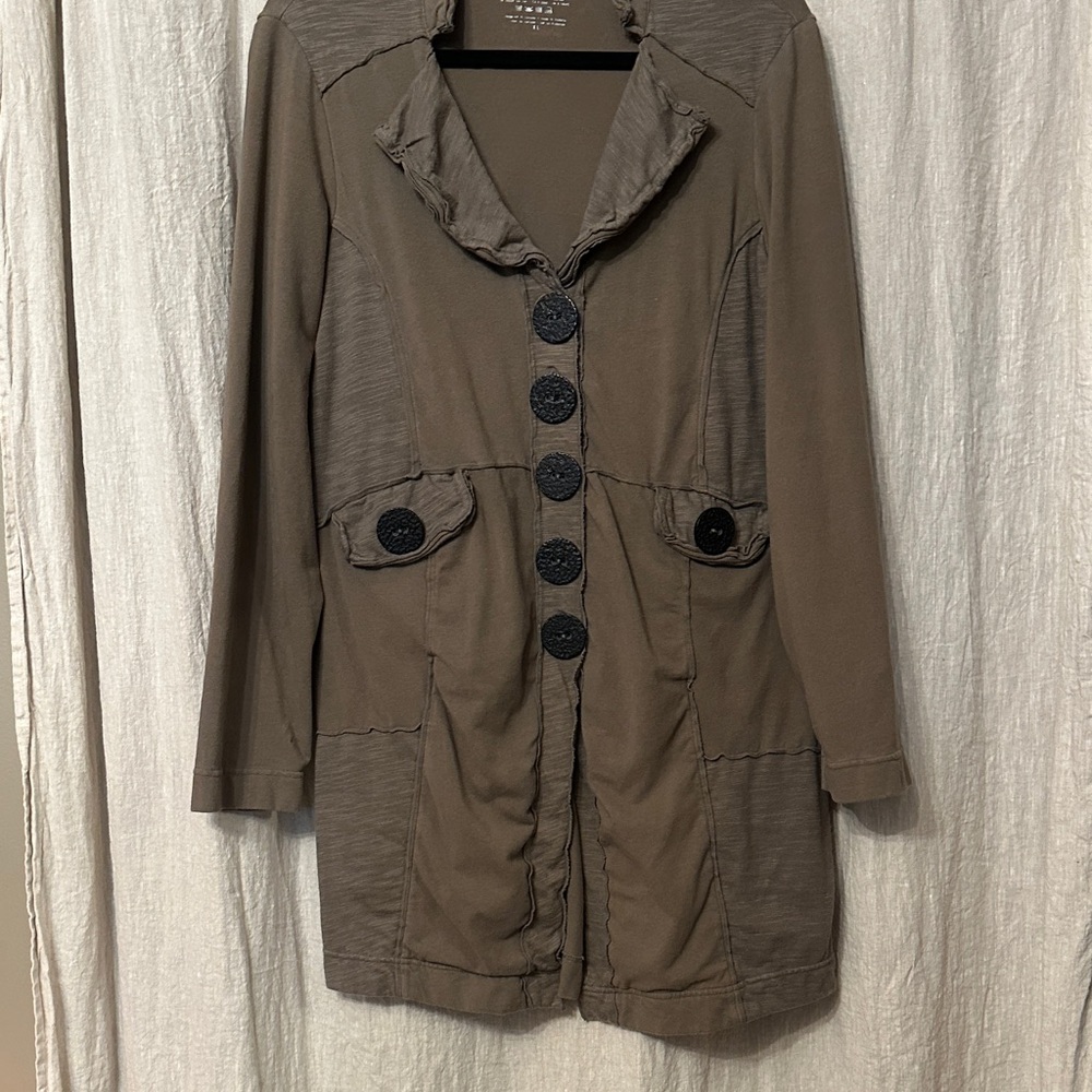 Neon Buddha Women's Olive Army Green Jacket with Button Details